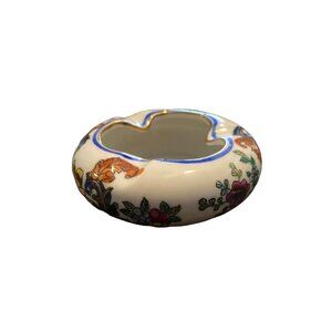 Vintage Asian Floral Porcelain Ashtray With Hand-Painted Design Stamped Small